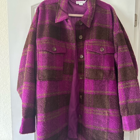 Good American Pop Thistle Plaid Shacket - Picture 2 of 4